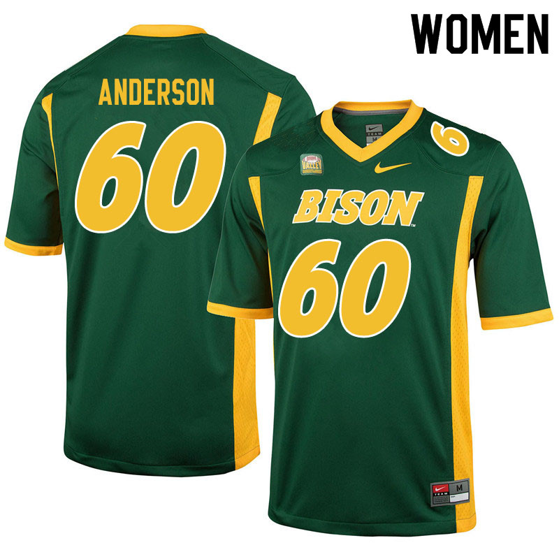Women #60 Seth Anderson North Dakota State Bison College Football Jerseys Sale-Green